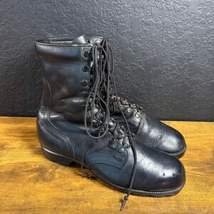Vintage Ro Search US Military Black Leather Combat Boots 10R Dated 1989 Mens